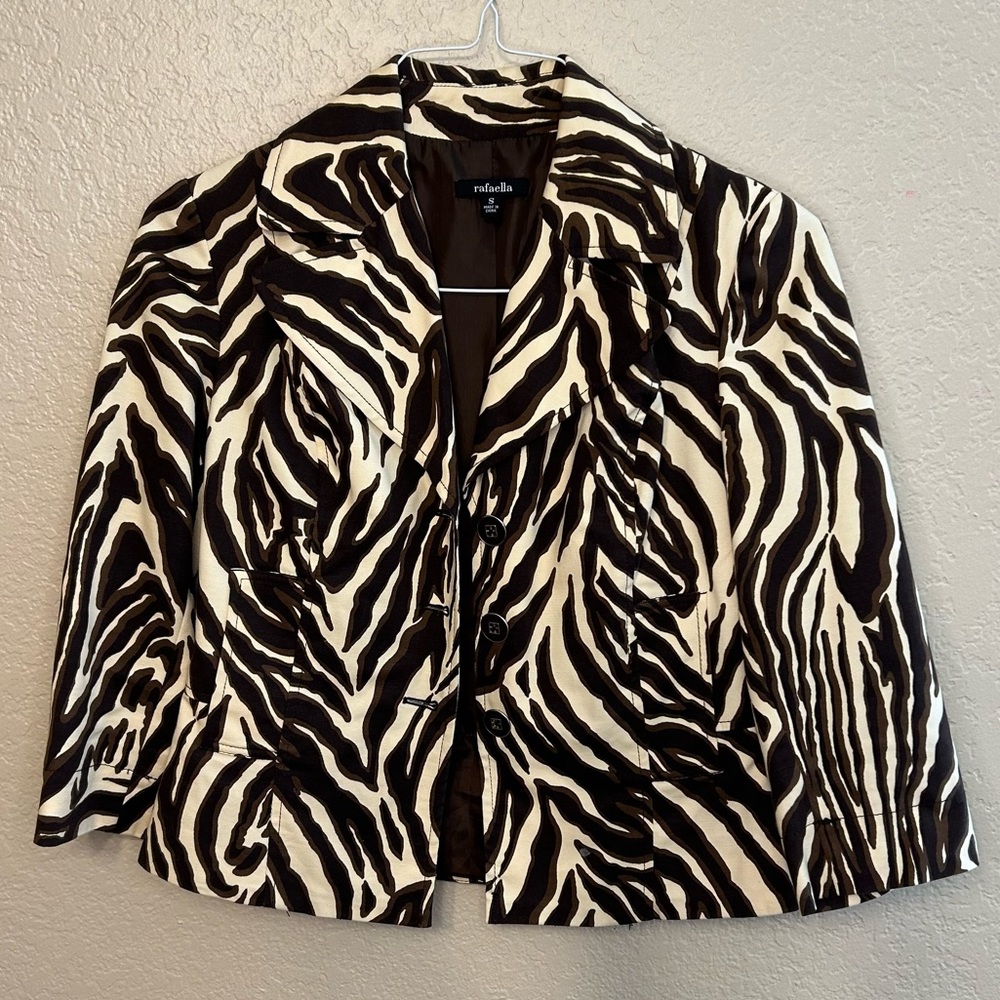 Rafaella Lined Zebra Print Blazer